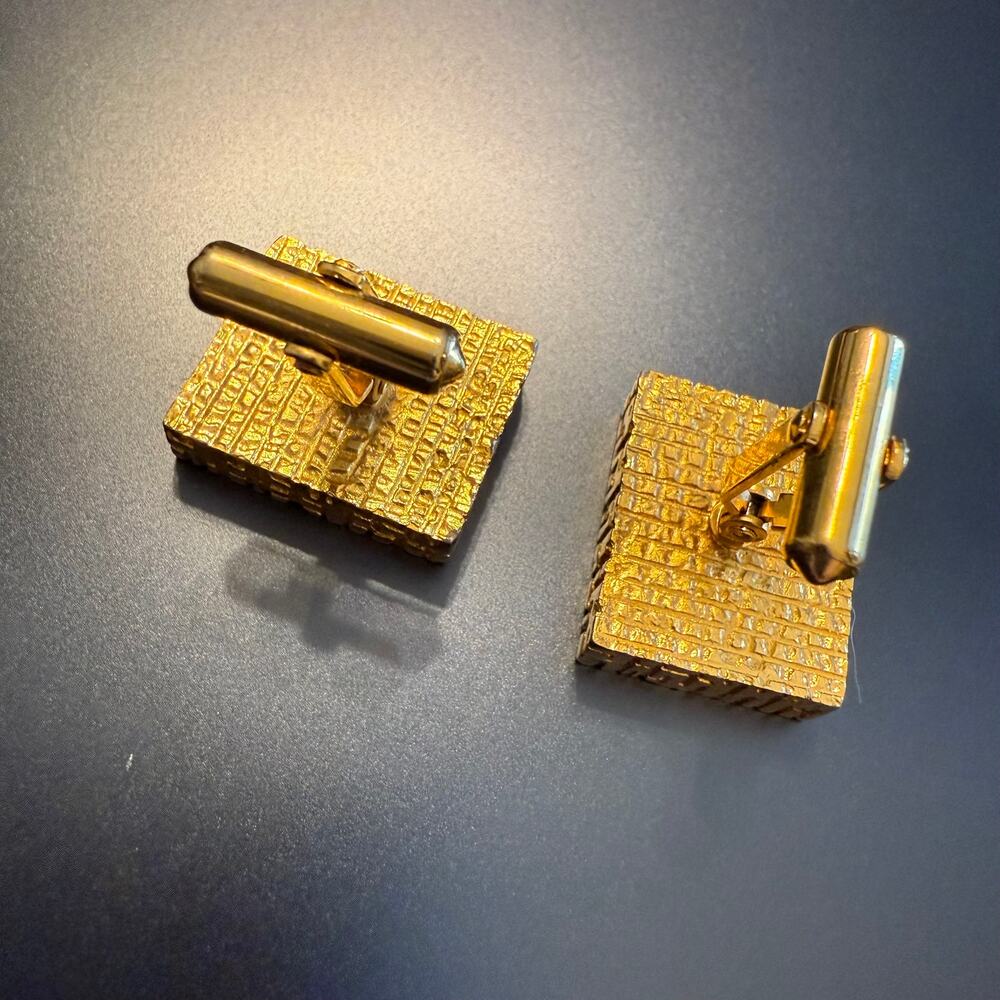 Vintage Destino Chunky Gold Tone Cufflinks - Picture 7 of 8